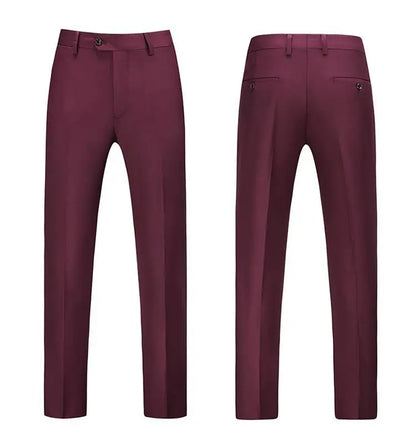 19 Colors High Quality Men's Solid Color Slim Fit Suit Pants Fashion Formal Business Social Groom Wedding High End Trousers