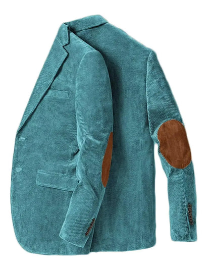 Men's Corduroy Blazer Business Casual Jacket with Elbow Patch Spring Fall Sport Coats Fashion Casual Single Breasted Men Jacket