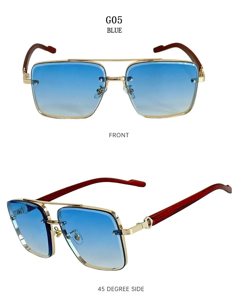 2024 Luxury Square Sunglasses For Men New Wooden Vintage Designer Fashion Glasses Sunglasses Women Vacation Gafas De Sol Hombre