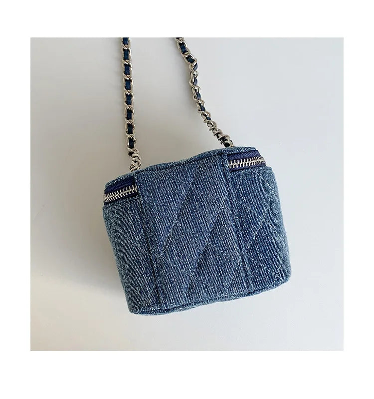 Mini Denim Crossbody Bags for Women 2026 Lingge Chains Shoulder Bag Fashion Brands Box Bag Lipstick Coins Purses and Handbags