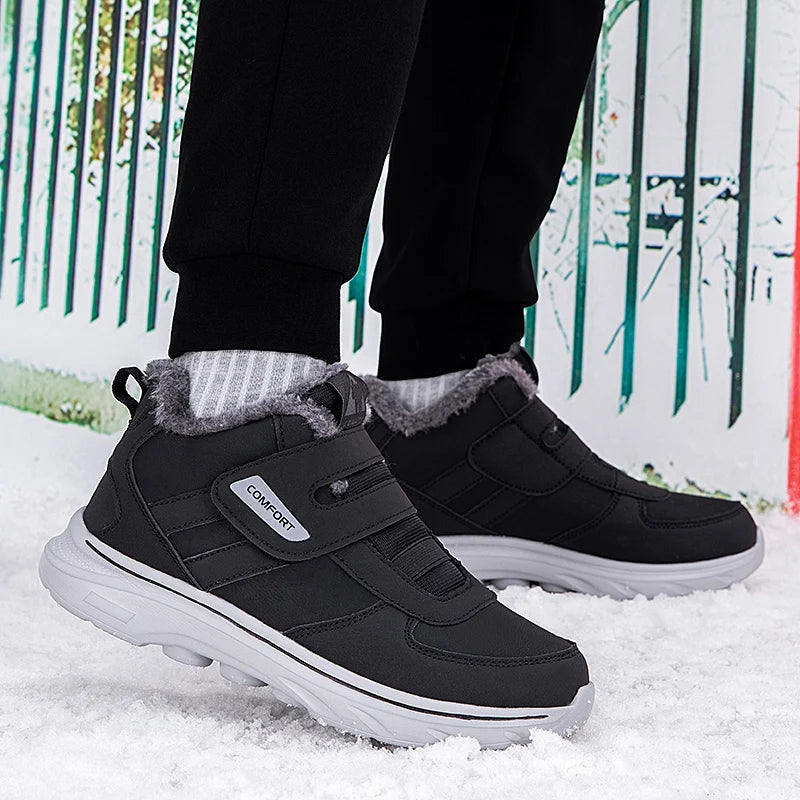 New Winter Men's Sneakers Thick Plush Warm Men's Snow Boots Lightweight Men's Ankle Boots Handmade Men's Outdoor Cotton Boots