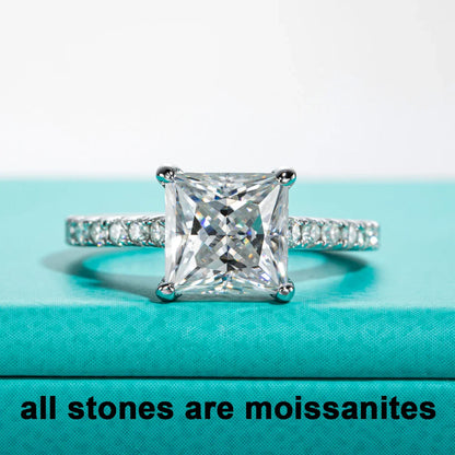 3ct Princess Cut D Color Moissanite Engagement Ring Bridal Sets 925 Sterling Silver Wedding Band Ring Customs Jewelry