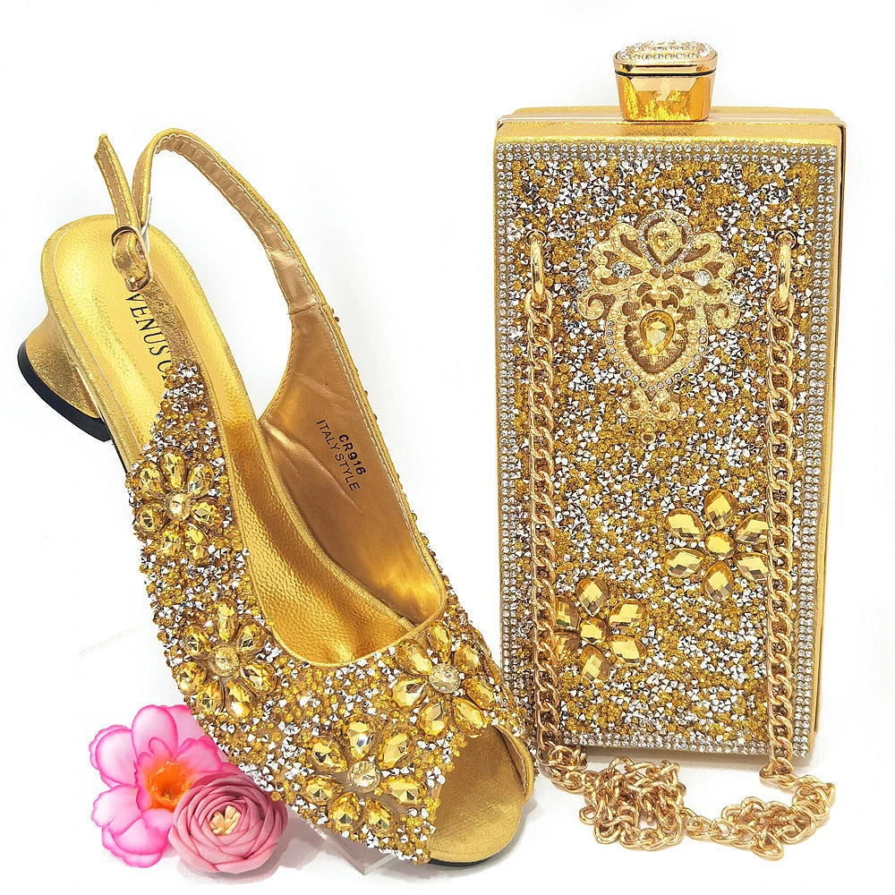 Summer Sandals for Party and Weddings Peep-Toe Bridal Shoes Women 2023 Comfortable Shoes and Bag Set for Lady