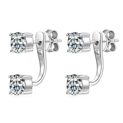 2 in 1 Round Bubble Full D Color Moissanite Stud Earrings for Women 925 Silver All Diamond Earring Pierced Ear Fine Jewelry