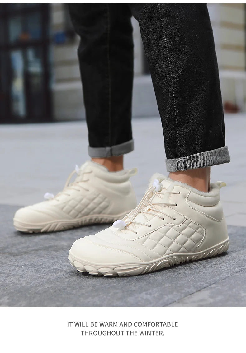New Winter Booties Outdoor Waterproof Barefoot Boots For Men Ankle Boots Plush Warm Snow Shoes Non-slip Casual Sneakers Big Size
