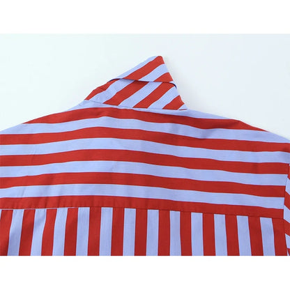 2026 New Women's Striped Shirt With Bow Tie Long Sleeve Loose Casual Blouse Female Fashion Tops