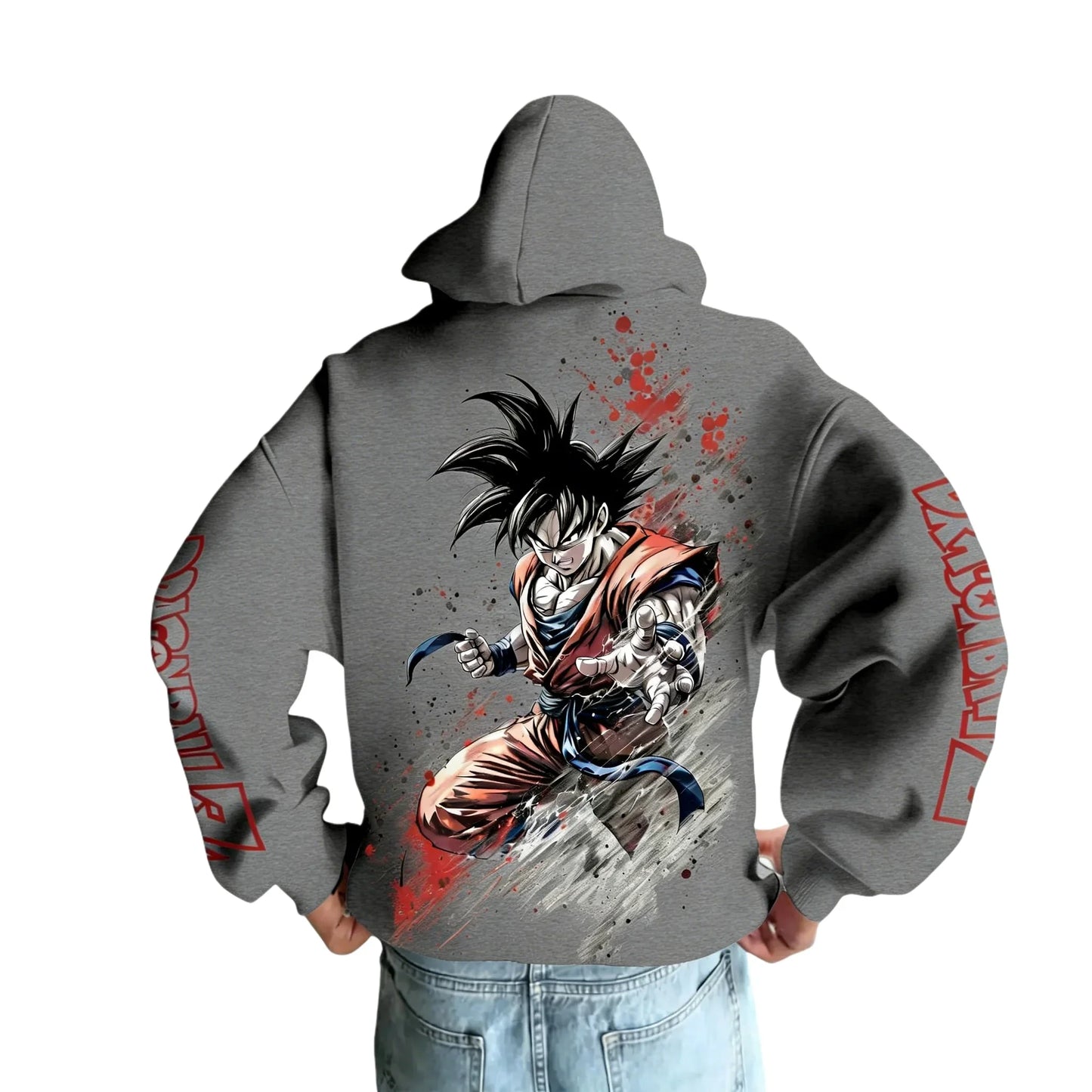 2026 Dragon Ball Retro Anime Hoodie, Son Goku Print Men's Pure Cotton Hoodie, Casual Loose Sports Daily Version Y2K Style