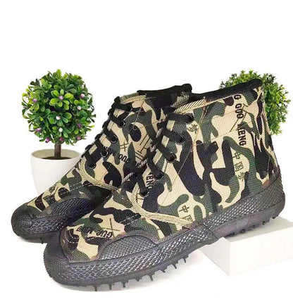 35-45 Men Boots Canvas Shoes Spring Autumn High Top Work Safety Ankle Botas Camouflage Non-slip Zapatillas Lace-up Footwear Y13