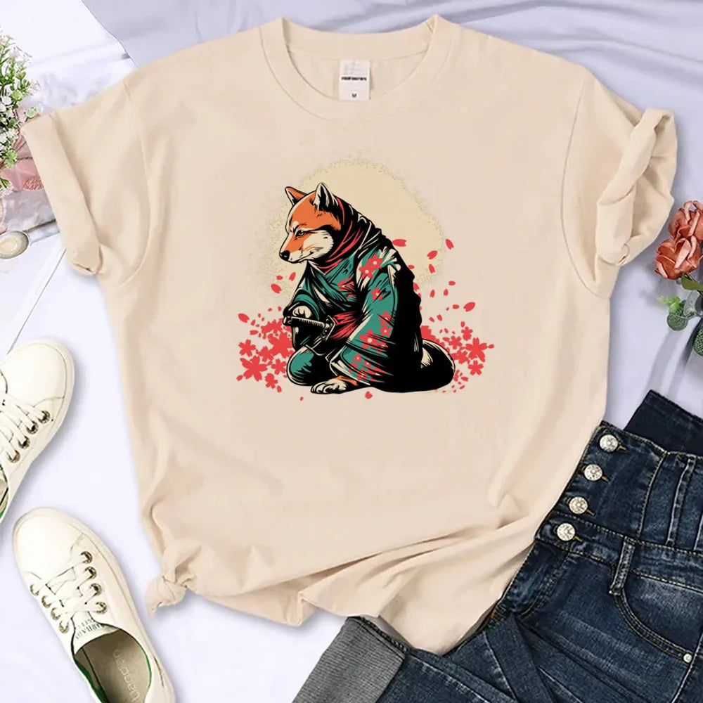 Shiba Inu top women anime tshirt female designer clothing