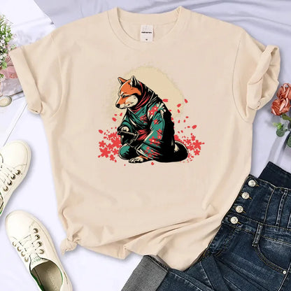 Shiba Inu top women anime tshirt female designer clothing