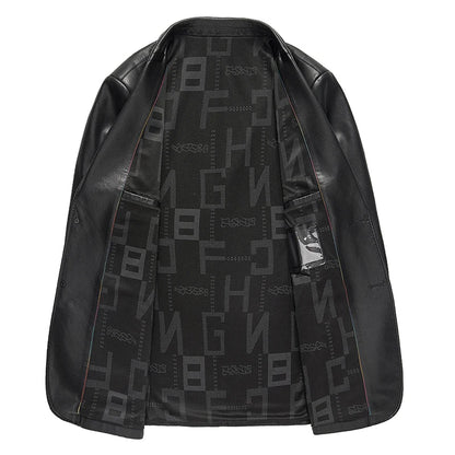 2025 Men's Slim Fit Leather Jacket High-Quality Fashion Trend All-Matching Autumn Winter Blazer for Stylish Men