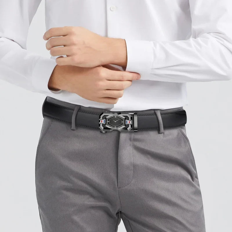 High quality fashion men's leather belt, adjustable automatic belt for men, business & casual male belt