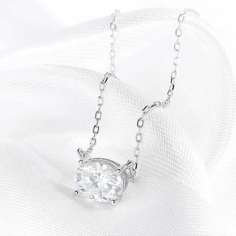 14K Plated 1-3CT Moissanite Necklaces Pendant Women Girls Birthday Gift Chain Lab Diamond Jewelry 925 Sterling Silver GRA