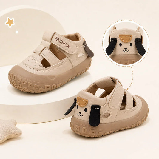 PU Leather Summer Sandals For Children Cute Dog Boy's Girl's Sandals Anti-slippery Ergonomics Barefoot Sandals For Children