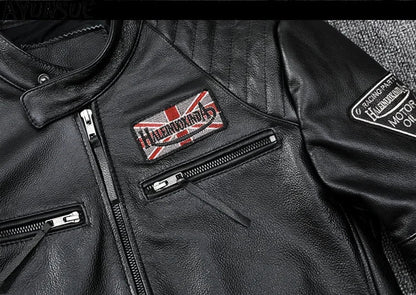 Mens Leather Jacket Autumn Men Clothing Handsome Motorcycle Jackets Two Colors Short Coats Kurtka Męska Skórzana Slim