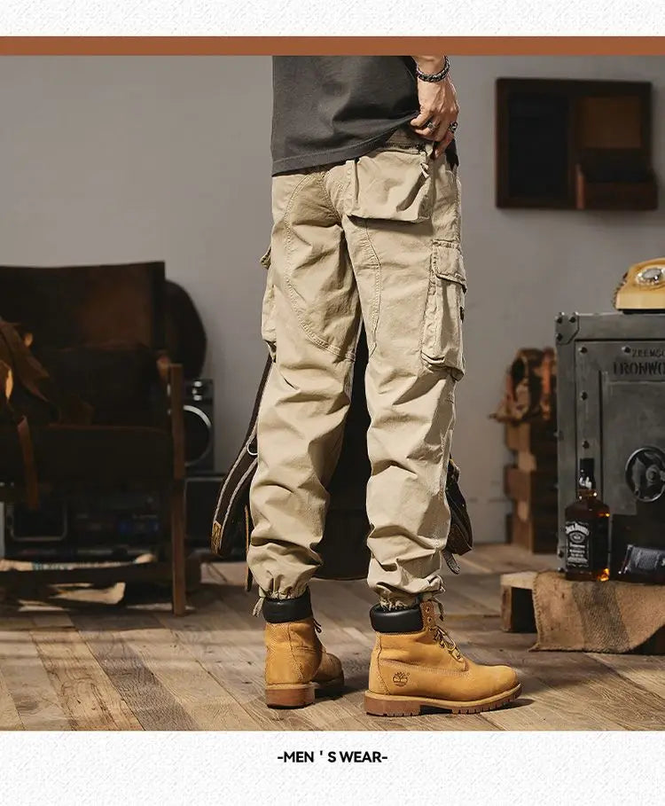 Men Fashion Military Cargo Pants Regualr Straight Fit Cotton Camouflage Green Black Grey Color Trousers W9202