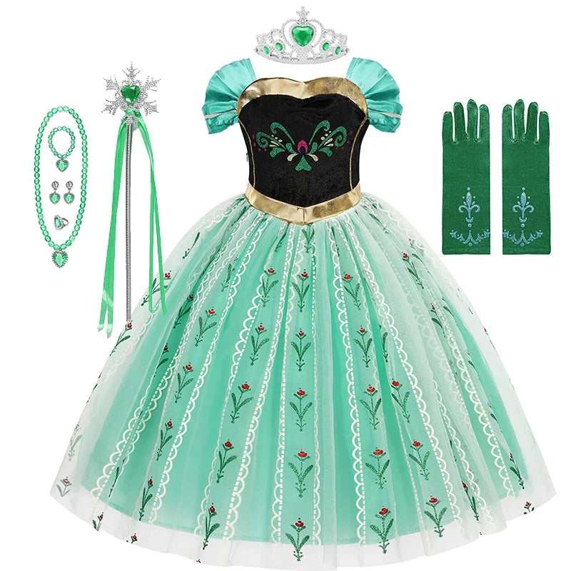 2-10Y New Anna Costumes for Girls 2026 Anna Princess Costume Mesh Dress Children Cosplay Birthday Carnival Party Costume Dress