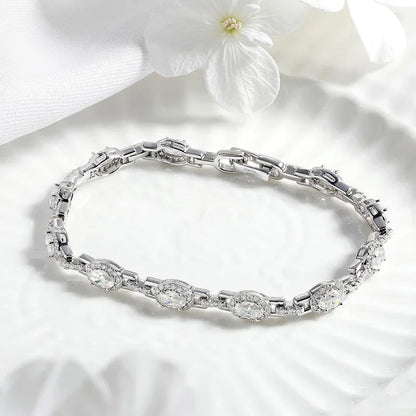 Oval Cut Zircon/moissanite Full Diamond Bracelets for Women Luxury Jewelry Bride Sparkling Bangles S925 Sterling Silver