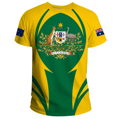 3D Print Australia Flag T Shirts Men Australian National Emblem T-shirt Street Summer Sports Short Sleeve Loose Tees Clothing