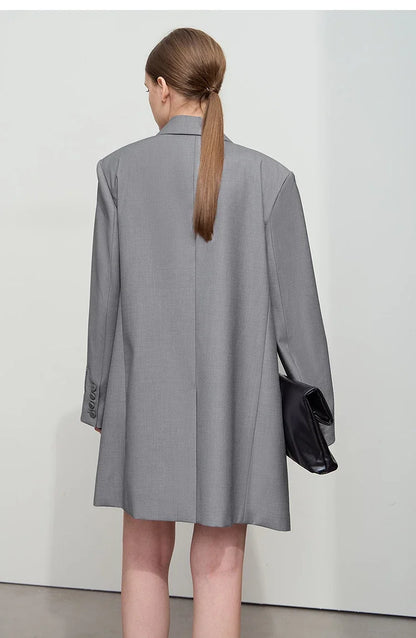 Minimalist Women's Jacket 2025 Autumn New Solid Color Commuter Loose Straight Women's Long Sleeve Top Long Blazer 12541154