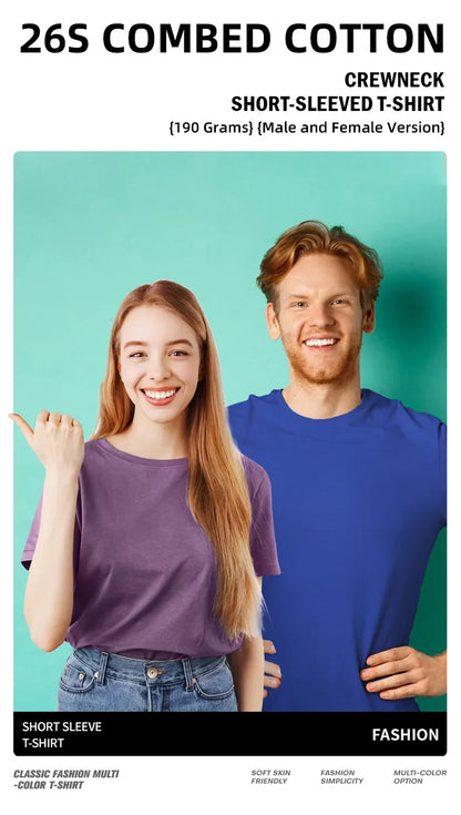 6.7oz 190grams Combed Cotton Tees Tshirts Mens Solid Tops Woman Male Custom Team Uniform Class Clothes Summer Customization
