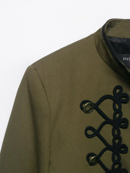 Women's Blazer Jackets Armygreen Coat 2026 zartins Outwear Patchwork Long Sleeve Tops Elegant Fashion Woman Jackets Coat Tops