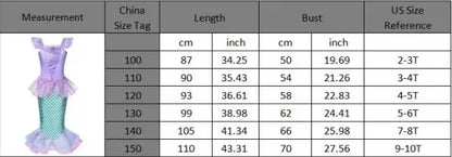 2025 Girls Mermaid Dress Princess Cosplay Party Costumes Summer Purple Elegant Flying Sleeve Fancy Dresses For 2-10Y Kids