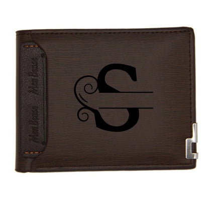 Personalized Wallet for Men Custom Wallets for Men Engraved Letter Name Leather Wallet Bifold Custom Gifts for Dad/Husband