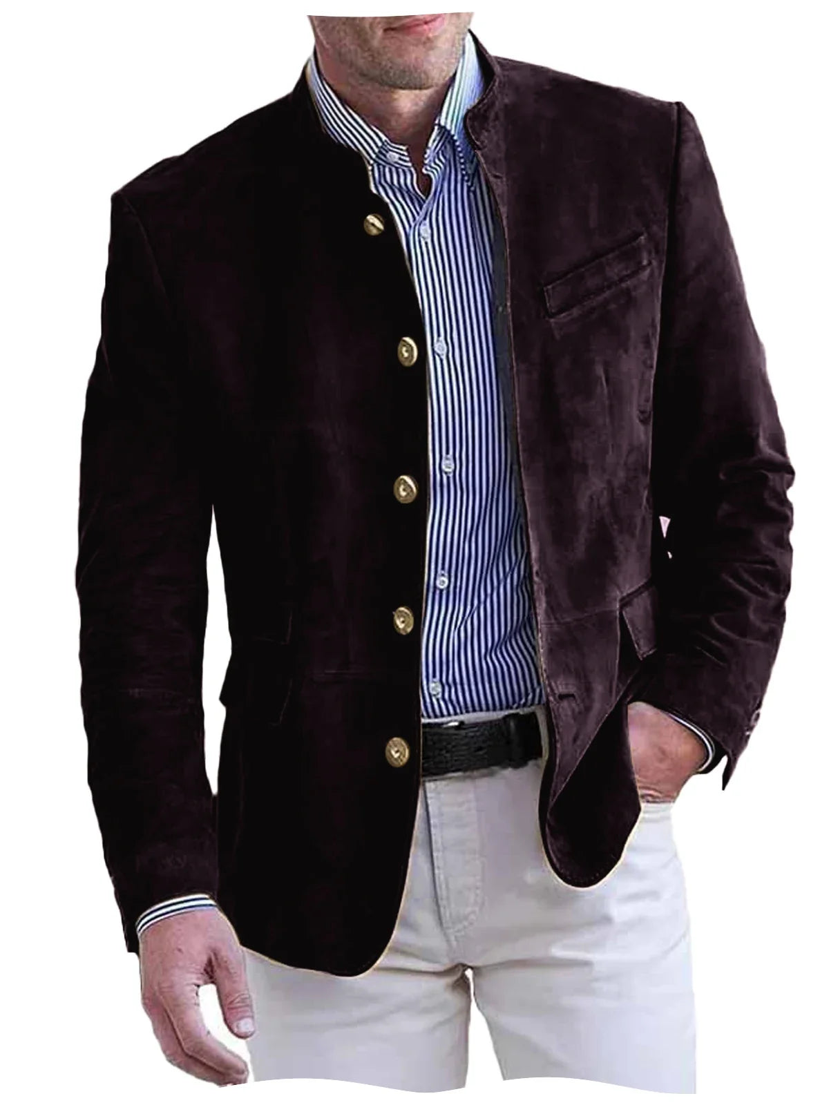Autumn Winter Men's Casual Blazer Fashion Single-Breasted Snowflake Fleece Jacket Solid Color Daily Work Business Party Coats