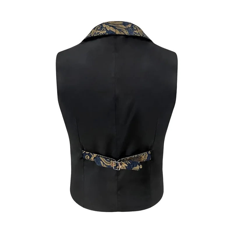 Four Seasons Men Suit Vest Contrast Color Printed Male Vest Slim Single-breasted Sleeveless Versatile Man Waistcoat