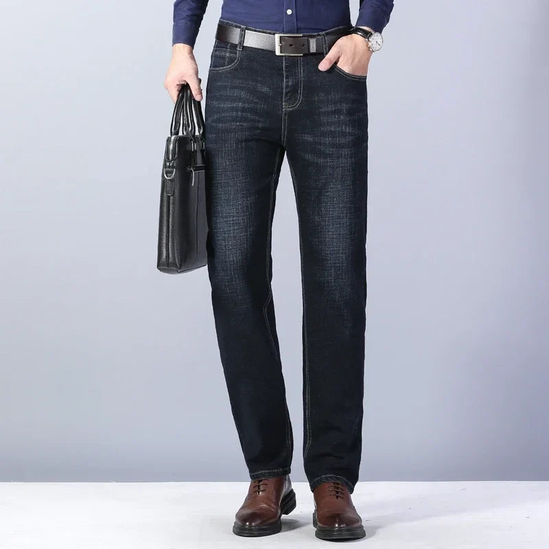 2026 Men's Slim Fashion Denim High Quality Male Pants Elastic Black Blue Leisure Jeans Brand Clothing