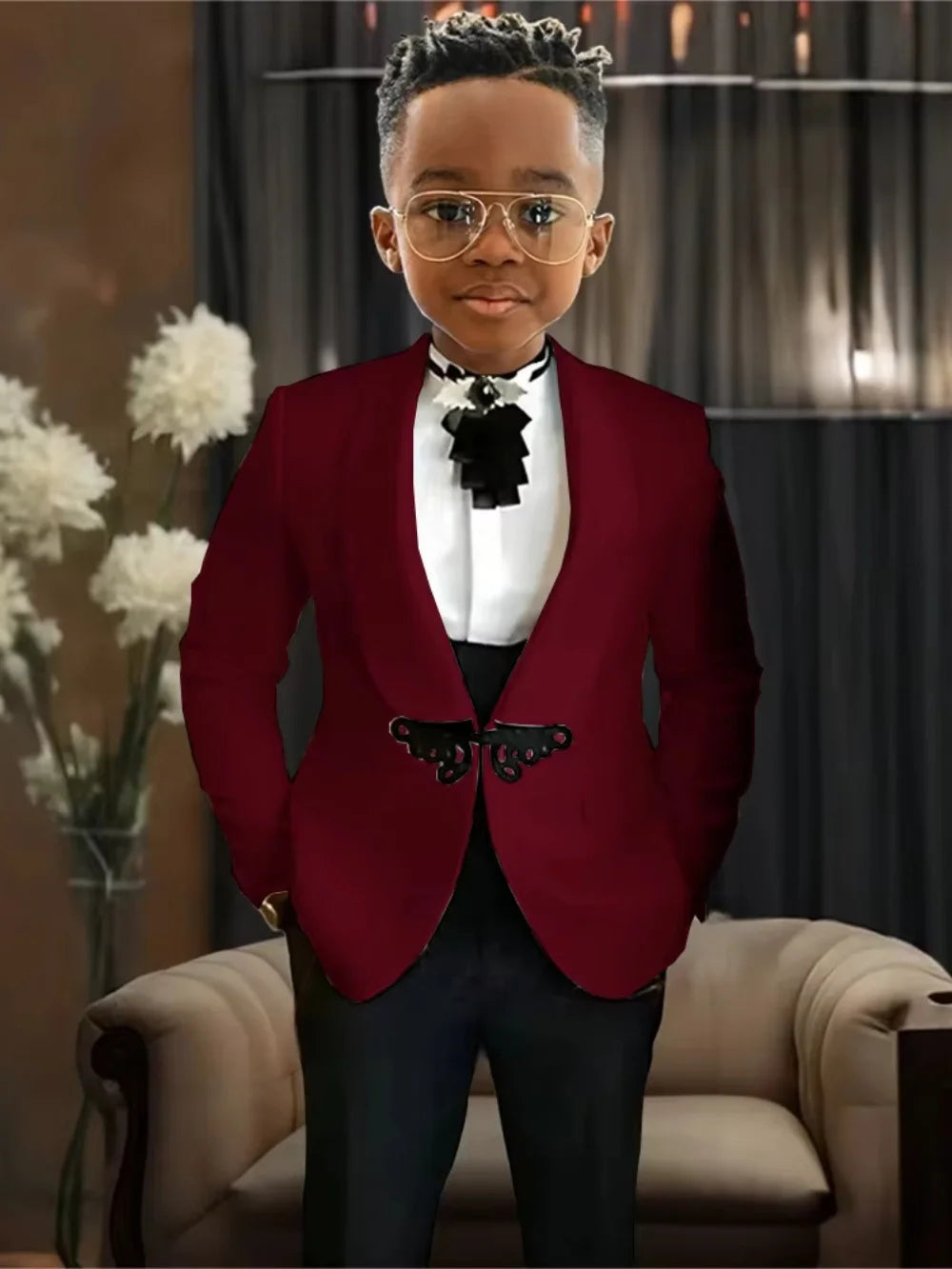 Chic Boys Slim Fit Suits 3 Pieces Piano Performance Wear Premium Handsome Kids Suit Set Wedding Party Wear 2-20 Tuxedo