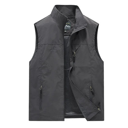 Spring New Men Waistcoat Outdoor Leisure Solid Color Vest Young Middle-aged Photography Fishing Casual Vest Jacket Male