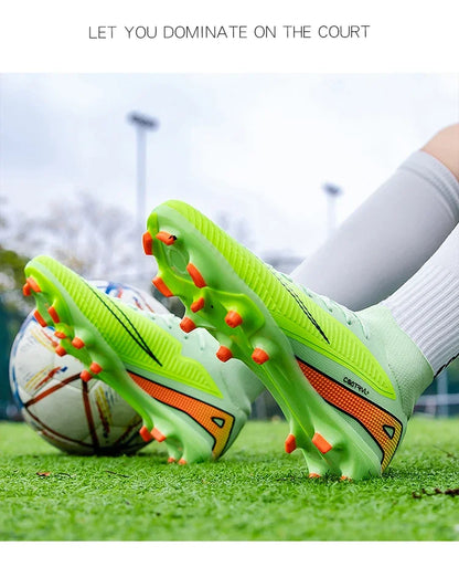 Men Professional Soccer Shoes Outdoor High-Top Sports Football Boots Long Spikes Artificial Grass Training Non Slip Sneakers