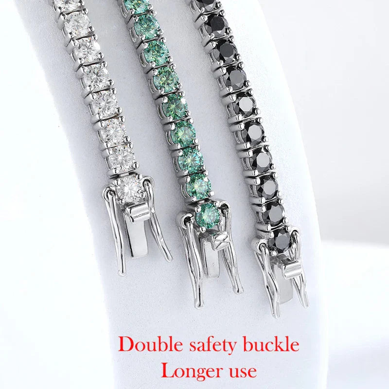 3/4/5mm Pass Diamond Test Moissanite Tennis Bracelets for Women Men Original 925 Sterling Silver Bangles with Certificate