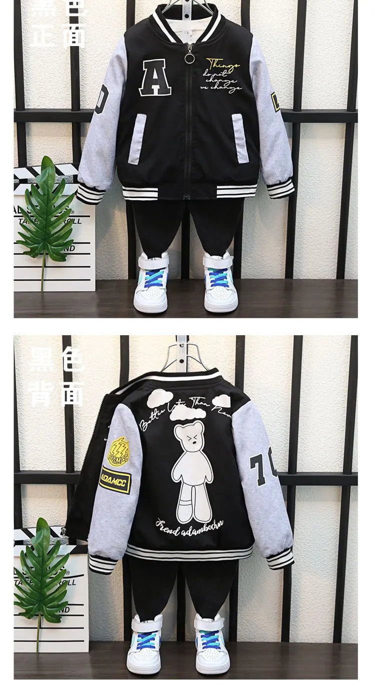 2-12Year Kids Clothes 2025 Spring Autumn Children Fashion Cartoon Bear Pattern Windbreaker Coat Baby Boy Girl Clothing Outerwear