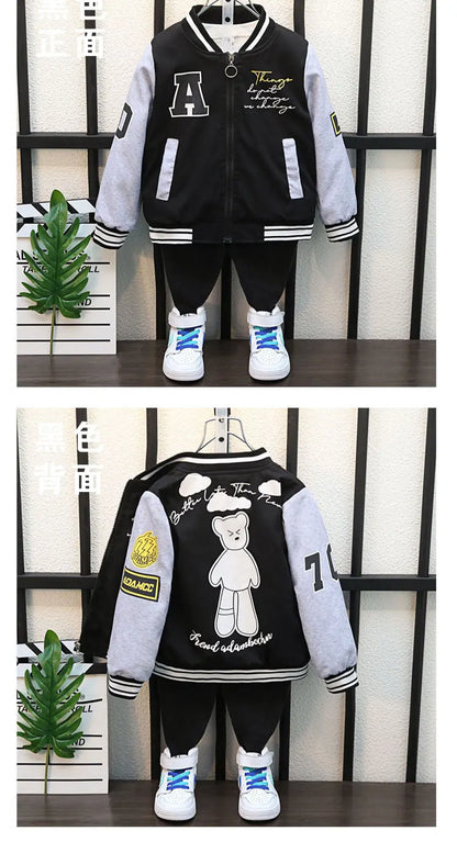 2-12Year Kids Clothes 2025 Spring Autumn Children Fashion Cartoon Bear Pattern Windbreaker Coat Baby Boy Girl Clothing Outerwear
