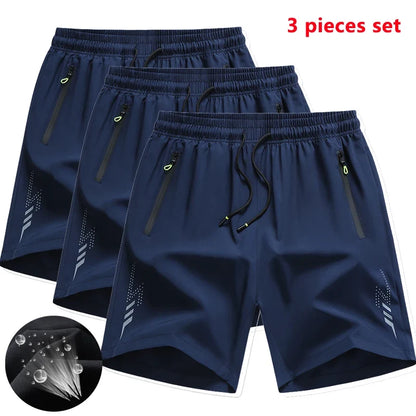 3 Pieces New Running Shorts Men Gym Sports Shorts Quick Dry Workout Training Fitness Jogging Short Pants Man Summer Board Shorts