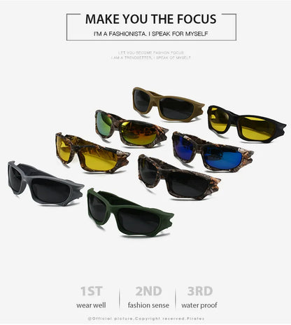New UV400 Punk Men's Fashion Sport Sunglasses Cycling Driving Tactical Windproof  Coated Frame Fishing Riding Sun Glasses