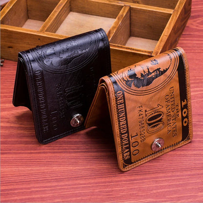 Fashion Wallets with 100 US Dollar Pattern Hasp Male Leather Wallet with Zipper Card Holder Coin Pocket Purse Cartera Women Men