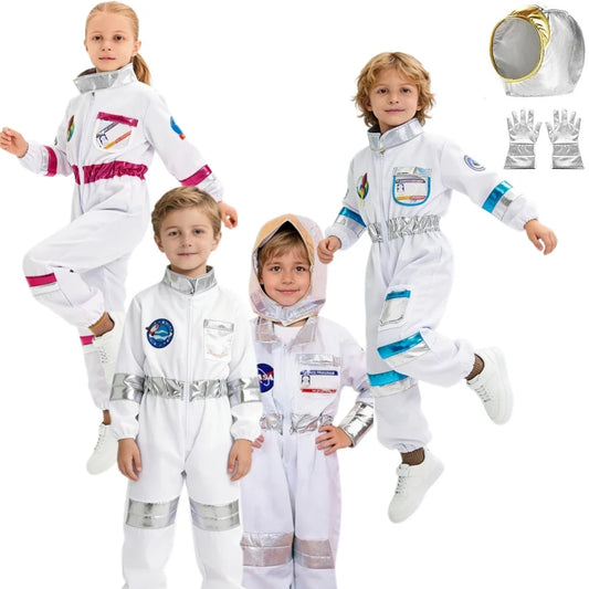 New Astronaut Boys Girls Cosplay Costume for Kids Spaceman Child Halloween Dress Up Children Rocket Jumpsuit Outfit Bodysuits