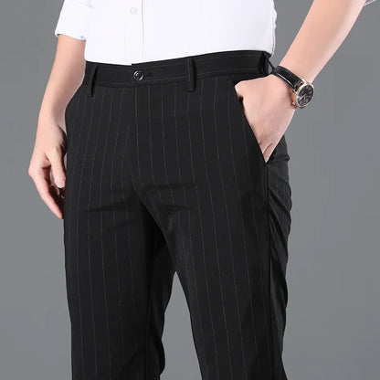2026 Spring New Men's White Striped Suit Pants, Business Casual Trousers, Asian Size M-5XL 6XL Wedding Party Pantalones Hombre
