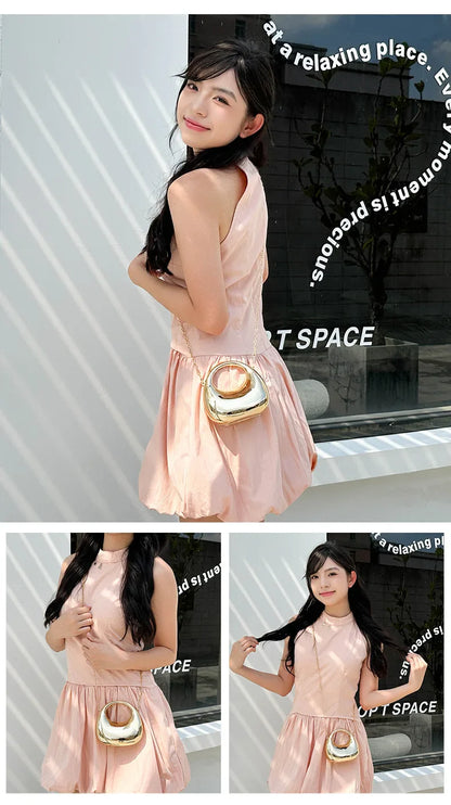 Mini Acrylic Dinner Bag Women's Crossbody Chain Handbag New Arrival Elegant Folded Underarm Bag with Magnetic Buckle Clutch