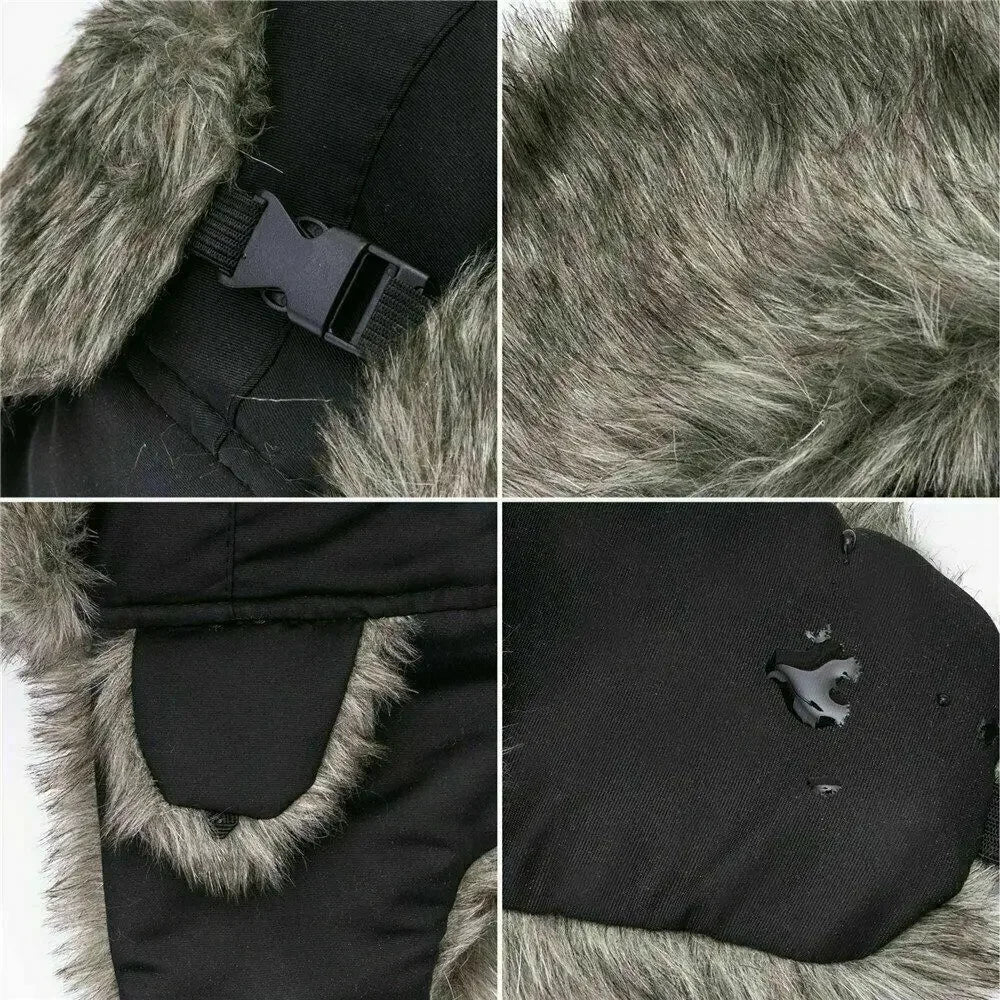 Russian Warm Earflap Hat: Men's Winter Waterproof Ski Cap, Aviator Trooper Style