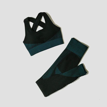 2/3Pcs Women Yoga Suit Seamless Knitted Yoga Pants Leggings Clothing Zipper Long Sleeve Crop Top Fitness Wear Sportswear Gym Set