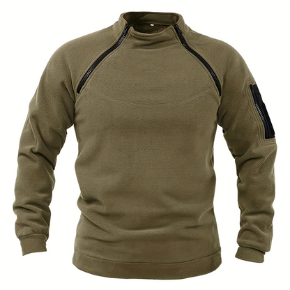 Mens Tactical Pullover Casual Military Sweatshirt Fleece Jacket Standing Collar Pullover Solid Color Sweater Windproof Clothes