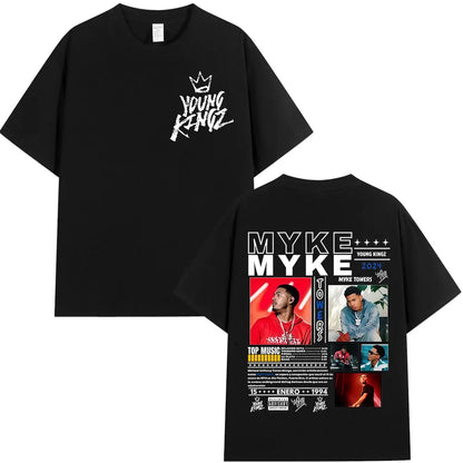 Rapper Myke Towers Graphic T-shirts Men Women Fashion Hip Hop Oversized T Shirt Comfort Cotton Short Sleeve T-shirt Streetwear