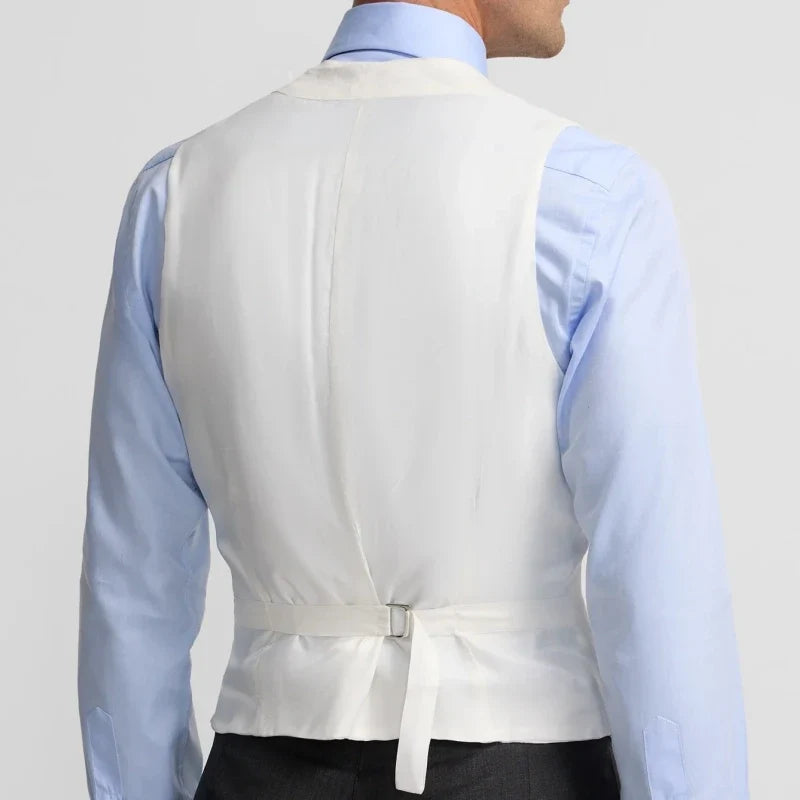 Men Vest Ivory With Lapel Double Button Solid Waistcoat For Wedding Banquet Birthday Business Casual Work Set Men Suit Vest