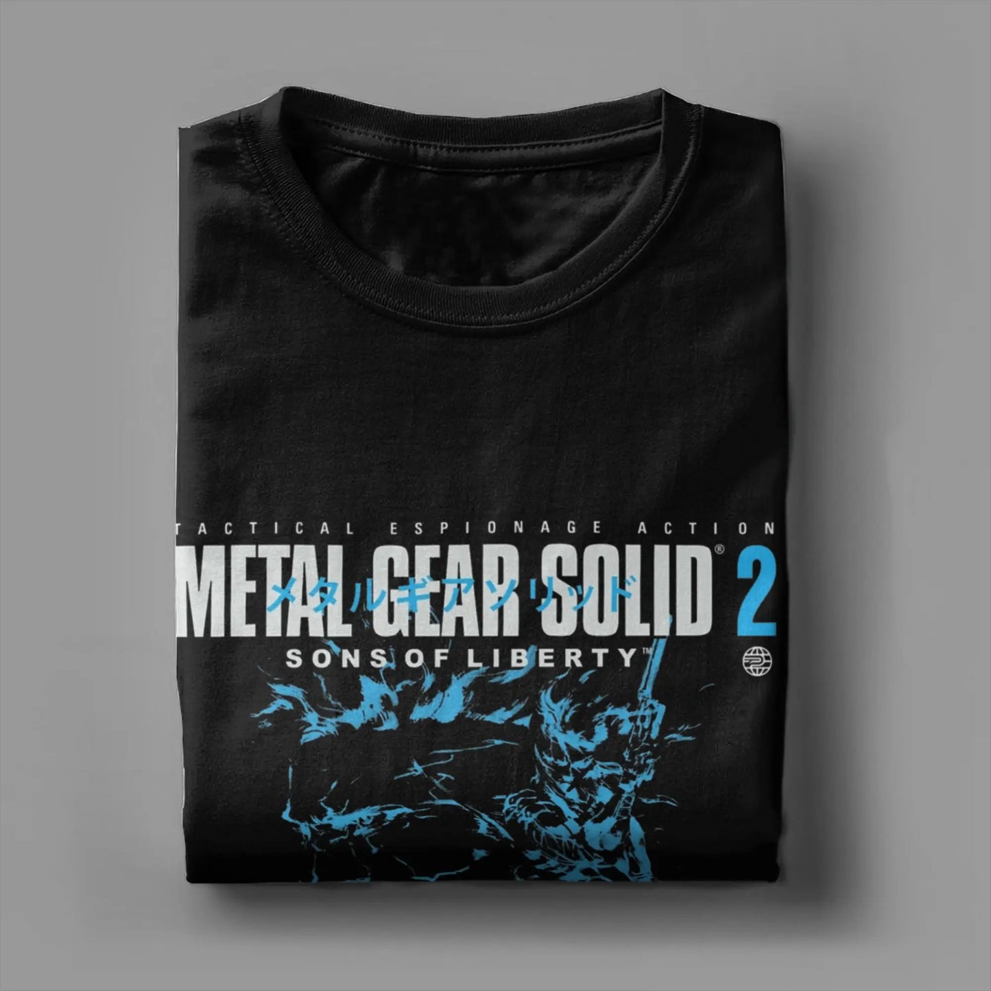 Men T-Shirts Metal Gear Solid 2 Vintage Pure Cotton Tee Shirt Short Sleeve Snake and Raiden Cover T Shirts  Collar Tops Unique