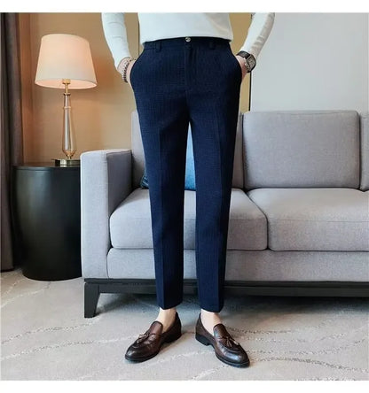Spring Summer Men's Smart Casual Suit Pants Fashion Slim Fit Solid Color Youthful Vitality Suit Trousers Men Korean Dress Pants